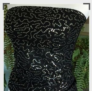💝Sequin tube top with sheer back